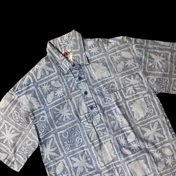 Sun Bay Other - Vintage Hawaiian Shirt Small Blue Floral Short Sleeve 1980s Sears Sun Bay USA